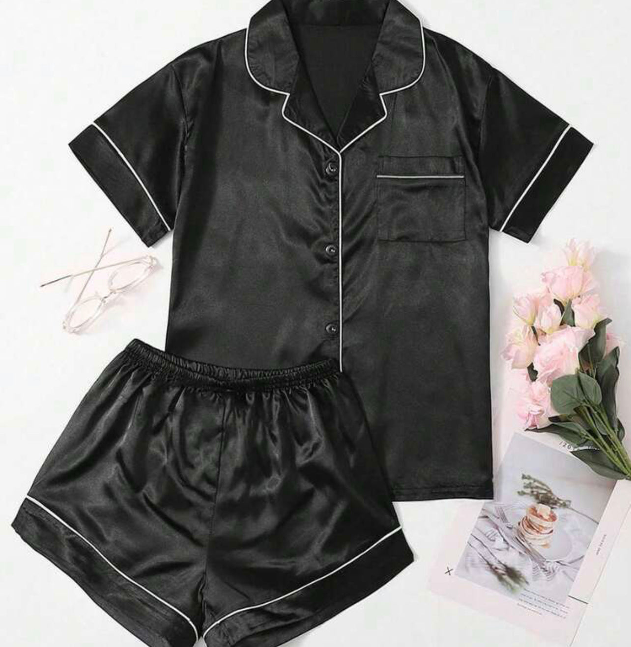 Black or white Satin PJ Set
